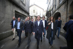 El líder del Partido Popular, Pablo Casado, visitó la ciudad gallega acompañado...