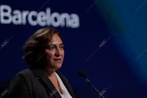 Ada Colau, Alcaldesa de Barcelona durante el acto de renovación del MWC