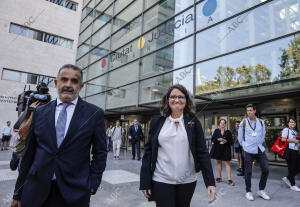 Mónica Oltra a su llegada a la Ciudad de la Justicia