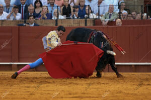 Corrida de toros celebrada en la Maestranza para los toreros Juan Ortega (de...