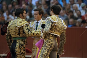 Corrida de toros celebrada en la Maestranza para los toreros Morante de la...