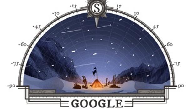 Imagen del doodle de Google en homenaje a Roald Amundsen