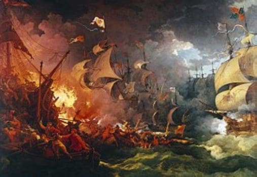 Derrota de la Armada Invencible, pintura de Philippe-Jacques de Loutherbourg (1796).