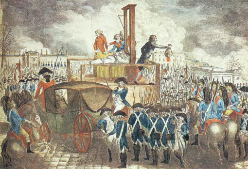 Grabado de la guillotina durante el Reinado del Terror