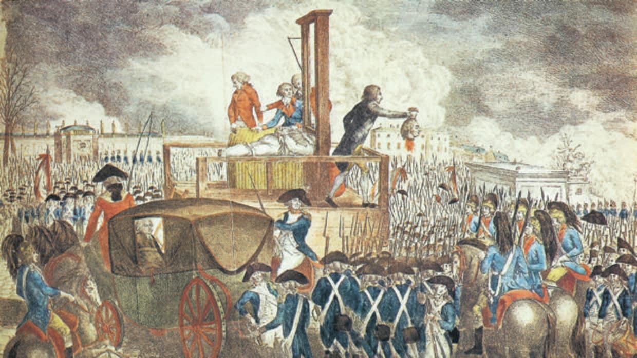 Grabado de guillotina durante el Reinado del Terror