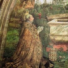 Alejandro VI, rezando en un cuadro de Pinturicchio.