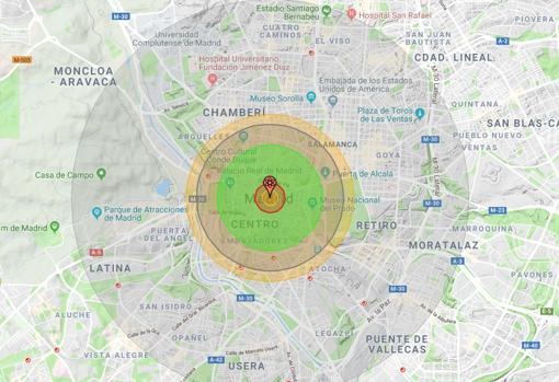 ¿Qué efecto hubiera causado la bomba atómica de Hiroshima de haber caído en el centro de Madrid?
