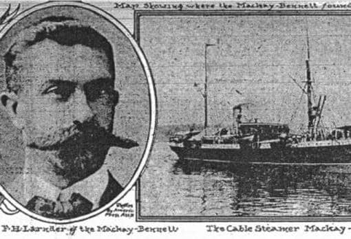 El capitán del Mackay-Bennet, junto a su navío