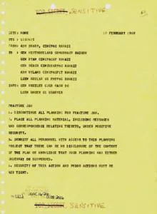 La operación «Fracture Jaw» debía ponerse en marcha, según esta notificación, el 10 de febrero de 1968