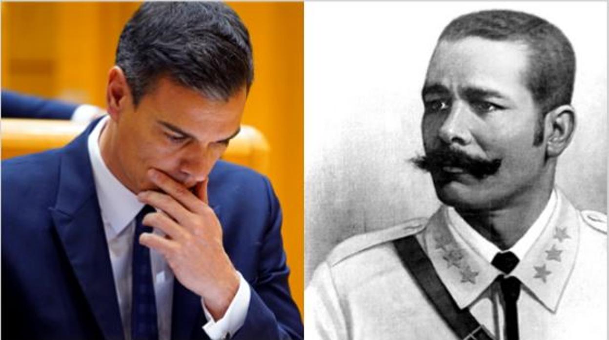 Pedro Sánchez, presidente de España, en la actualidad, y Antonio Maceo, líder del independentismo cubano, a finales del siglo XIX