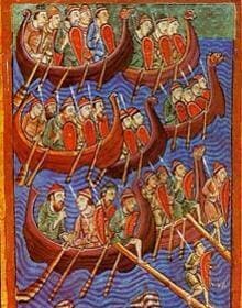 Invasores vikingos reproducidos en el manuscrito de época «Vida, pasión y milagros de san Edmundo»