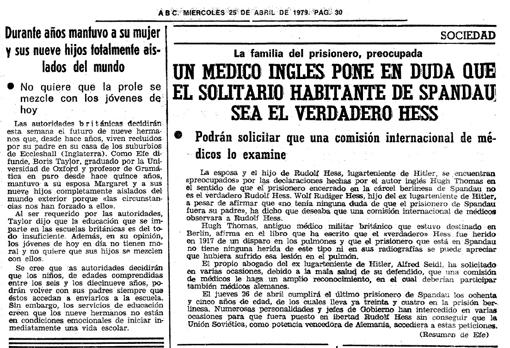 Extracto del diario ABC en el que se narra la teoría sobre el doble de Hess