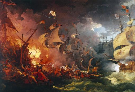 Derrota de la armada invencible, pintura de Philippe-Jacques de Loutherbourg (1796)