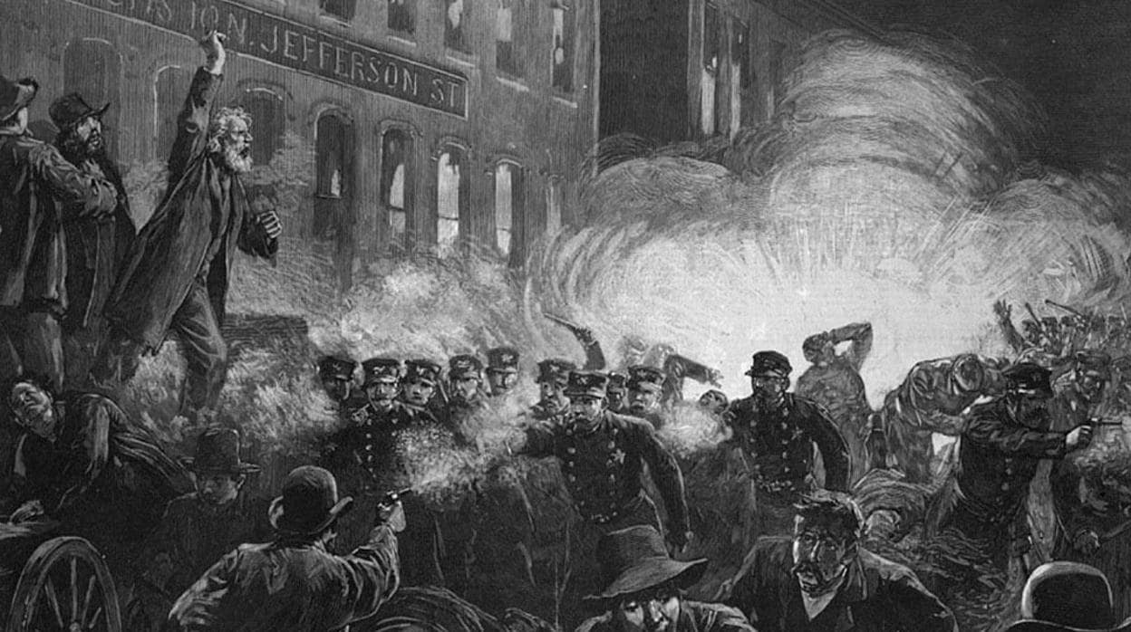 Ilustración de los enfrentamientos de Chicaco, el 1 de mayo de 1886