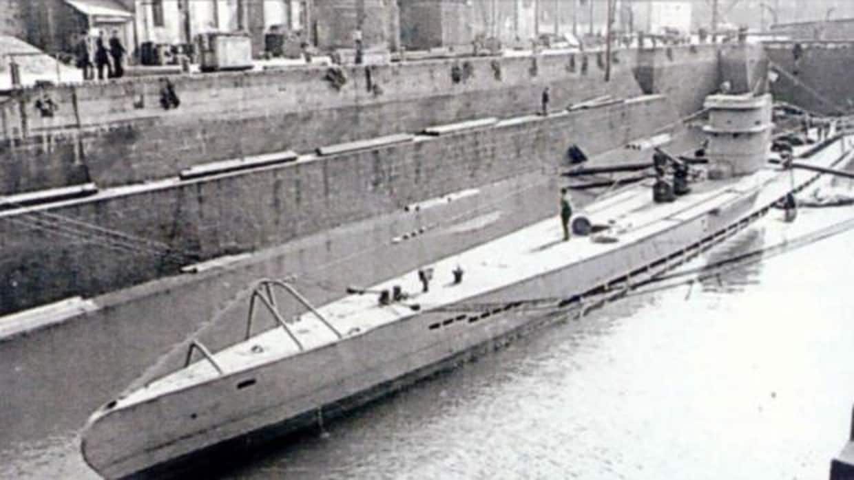 Imagen del submarino UB-65, en el muelle de Brujas,, durante la Primera Guerra Mundial