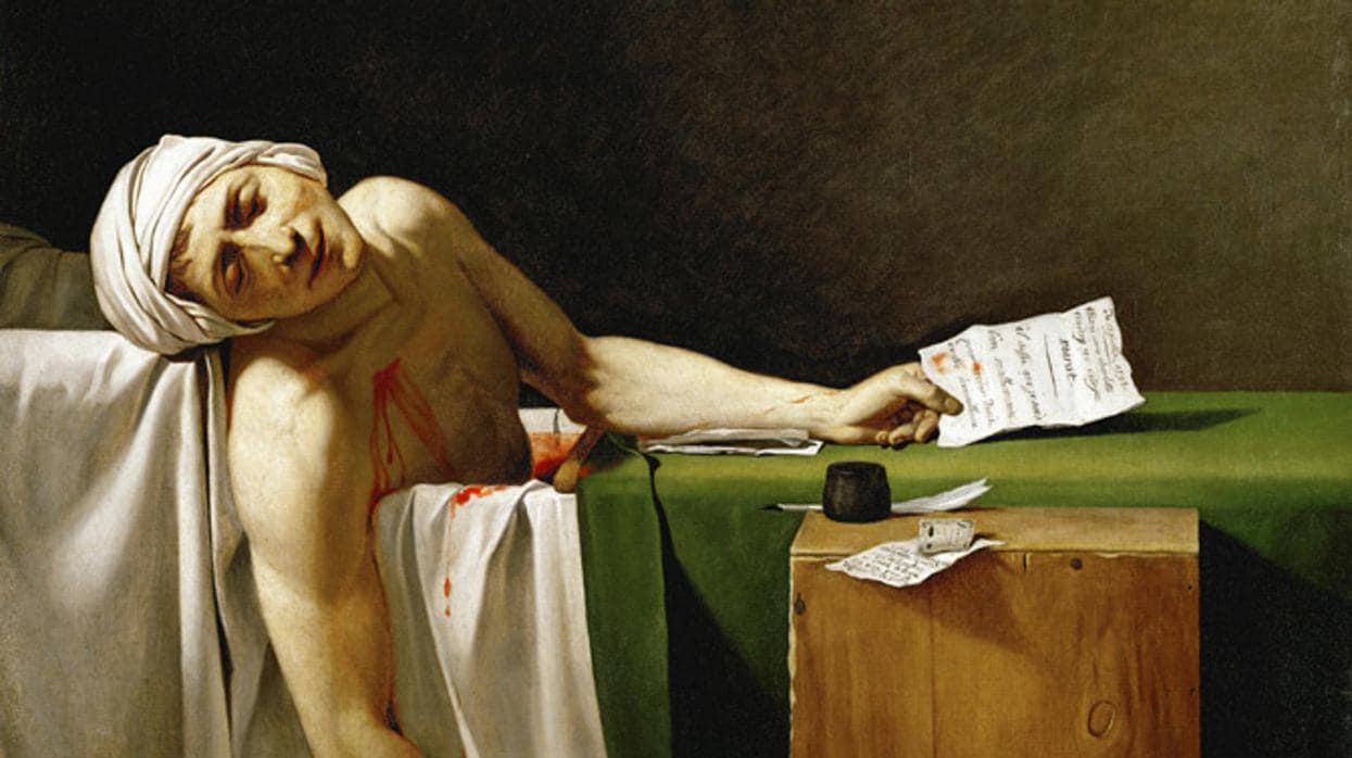 La muerte de Marat, por Jacques-Louis David (1793).
