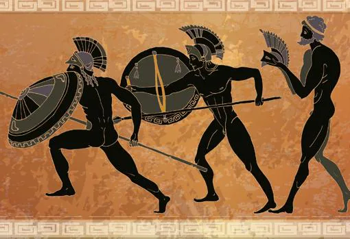 Representación de guerreros espartanos