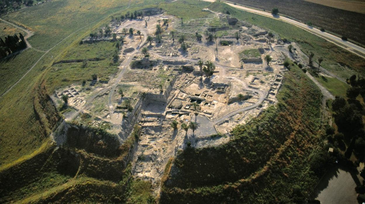 Vista aérea del yacimiento de Megido, en la actualidad