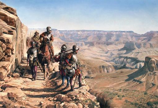 La conquista del Colorado, óleo de Augusto Ferrer-Dalmau que retrata la expedición de Francisco Vázquez de Coronado.