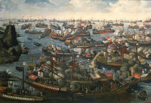 Representación de la batalla de Lepanto.