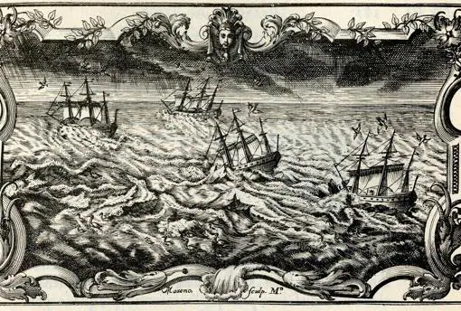 Imagen que recrea una imagen del Oceano Pacifico en 1744.