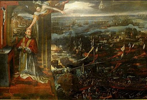 Revelación al Papa Pío V de la victoria de la Santa Liga en Lepanto.