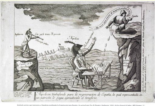 Caricatura de Napoleón ('Trabajando en la regeneración de España')