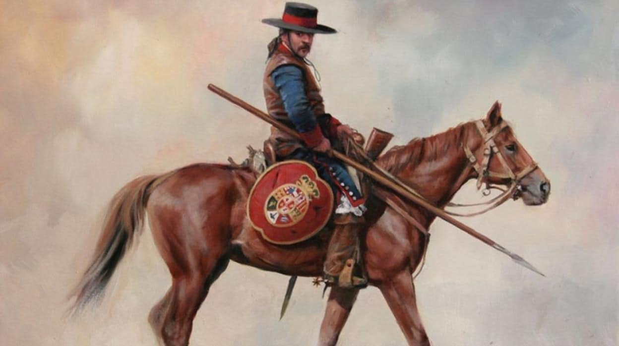 Dragón de cuera, pintado por Augusto Ferrer Dalmau, que defendía frontera española en Norteamérica.