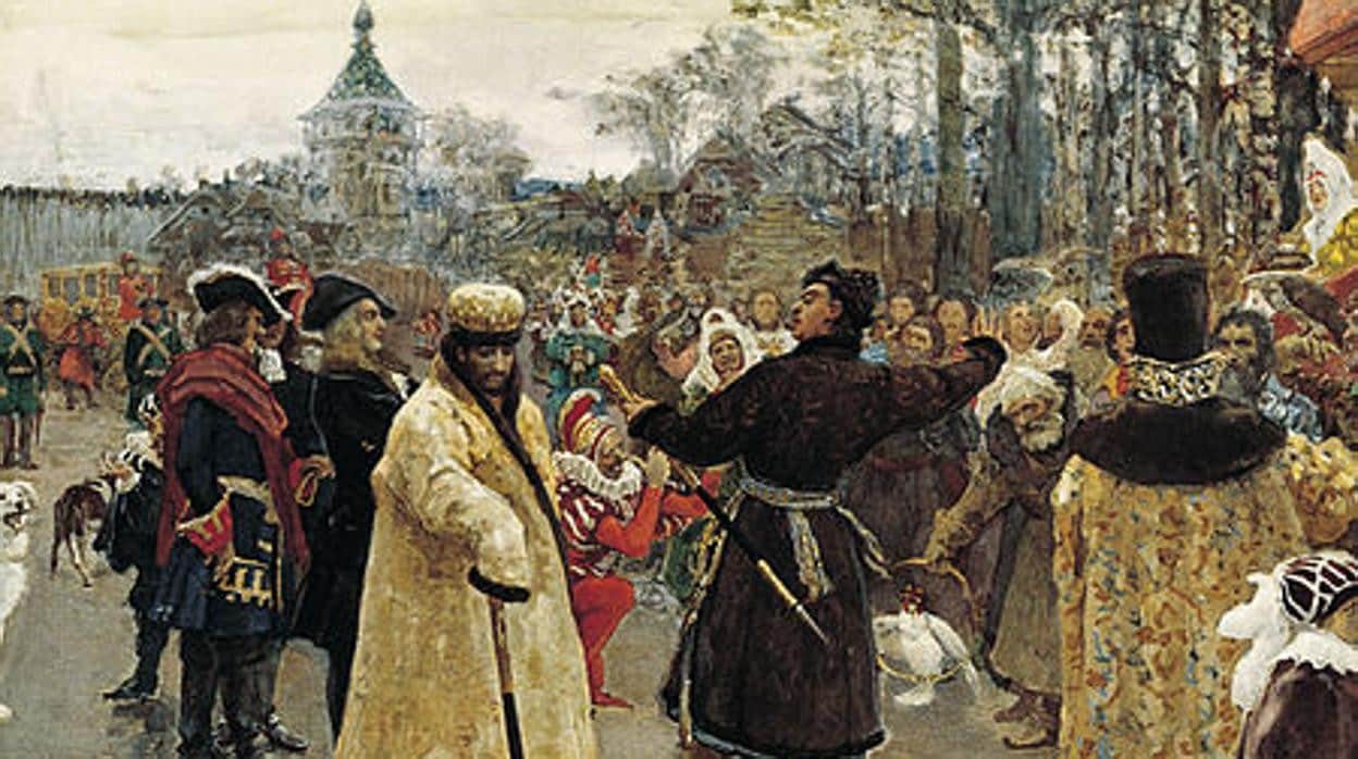 Llegada de Iván V y Pedro I a la ceremonia de coronación de este último