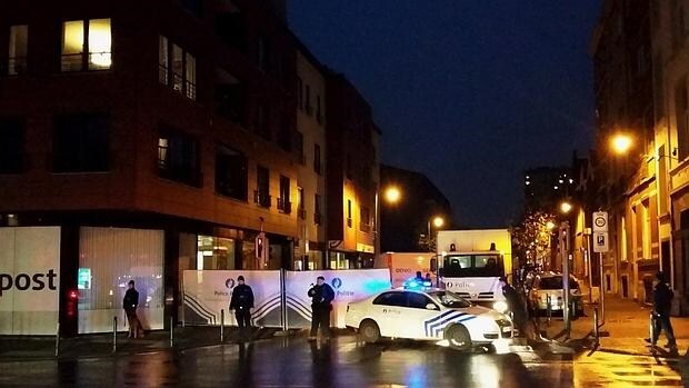 Bloqueo policial en una de las calles de Bruselas