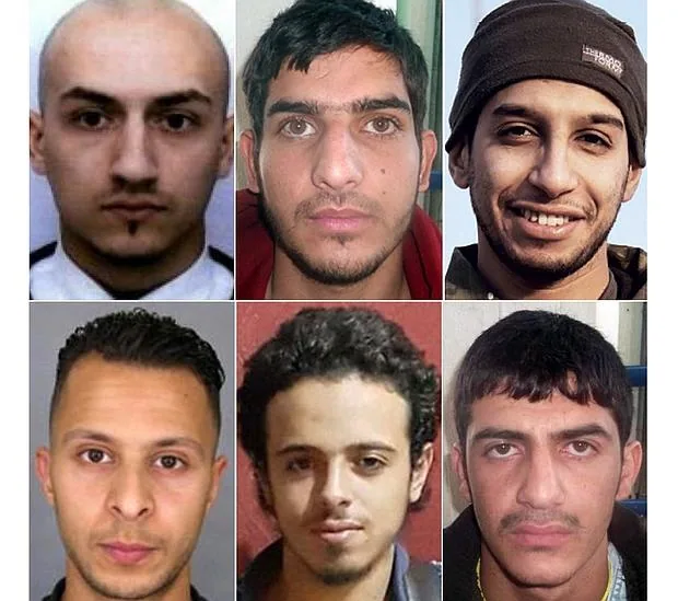 Combinación de seis de los sospechosos de los atentados de París del viernes 13 de noviembre