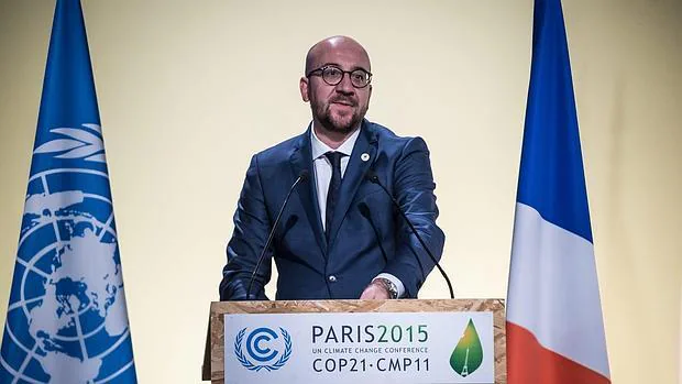 Charles Michel durante su intervención en la cumbre del clima de París este domingo