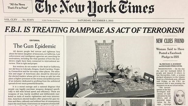 «The New York Times» publica después de 95 años un editorial abogando por el control de las armas