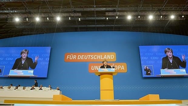 Merkel, durante el congreso de su partido