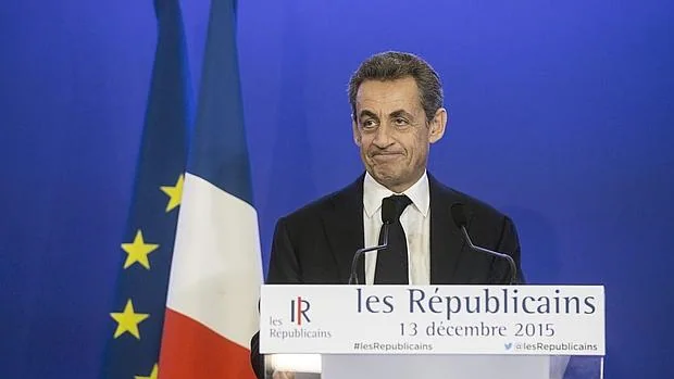 Nicolas Sarkozy, ayer durante su discurso tras conocer los primeros resultados en la segunda vuelta de las elecciones