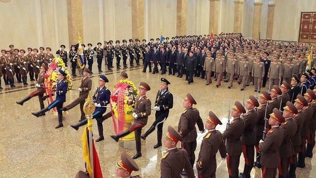 Kim Jong-un, líder de Corea del Norte, durante en memoria de Kim Il Sung