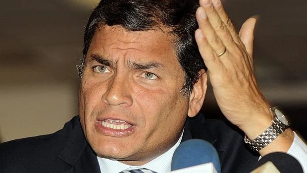 Rafael Correa, en una rueda de prensa de 2012