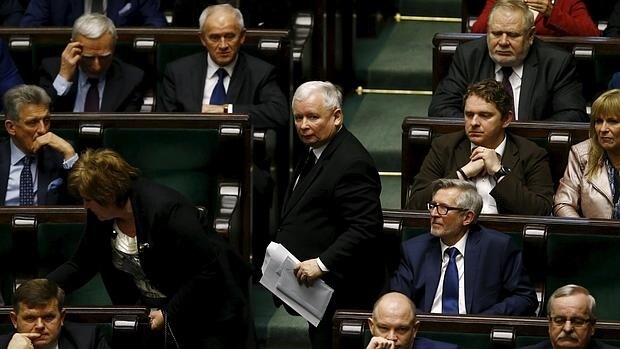 Jaroslaw Kaczynski, líder del partido Ley y Justicia, en el Parlamento polaco