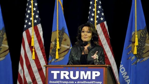 Sarah Palín, durant eun mitin de Donald Trump en Oklahoma