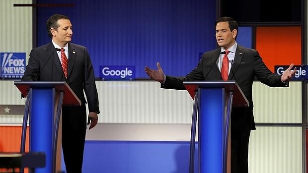 Ted Cruz y Marco Rubio, durante el debate republicano