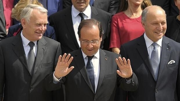 Ayrault, Hollande y Fabius