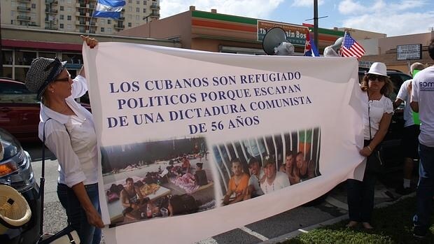 Exiliados cubanos, durante un acto en Miami