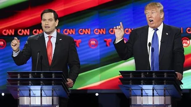 Marco Rubio y Donald Trump, durante el debate republicano