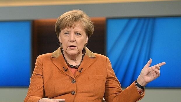Angela Merkel, durante su entrevista en la TV alemana