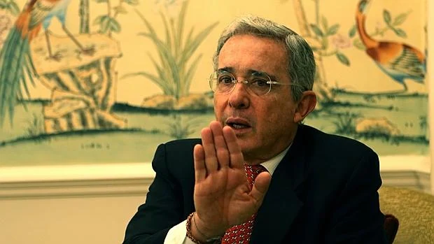 El expresidente colombiano, Álvaro Uribe, durante su entrevista con ABC en Madrid