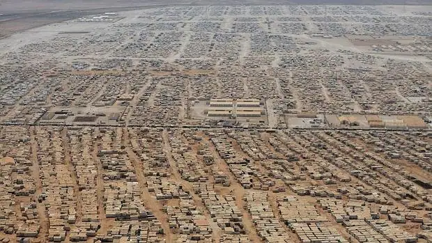 Imagen aérea del campo de refugiados de Zaatari, en la frontera entre Siria y Jordania