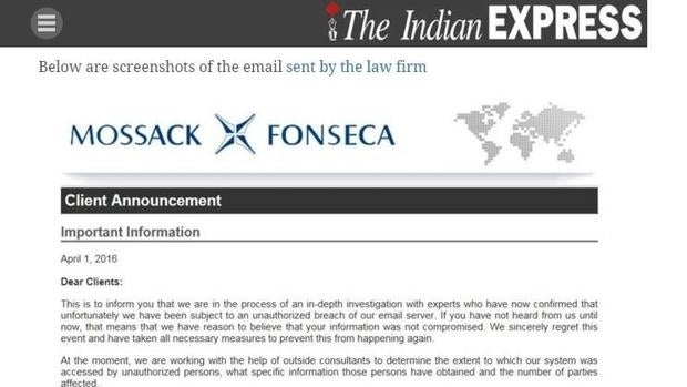 El correo electrónico enviado por Mossack Fonseca a sus clientes