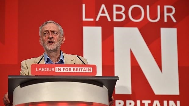 Jeremy Corbyn, durante su discurso en favor de la permanencia