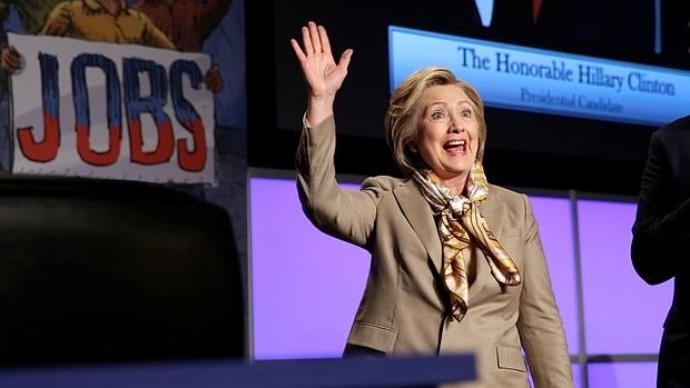 Hillary Clinton en un acto de campaña en Washington