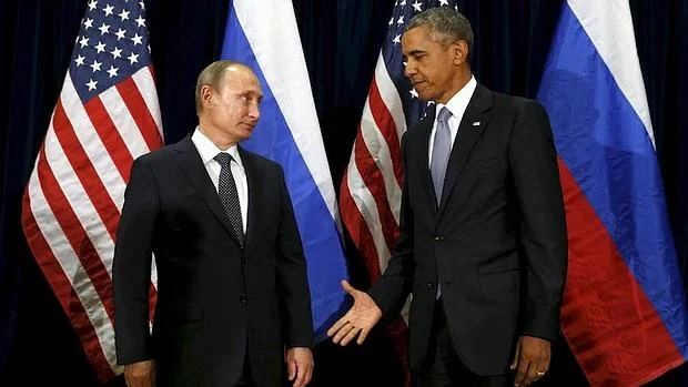 El presidente de Rusia, Vladímir Putin, junto al estadounidense, Barack Obama